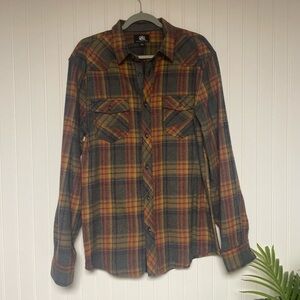 Rock & Republic Casual Button Down Flannel Shirt Mens Large